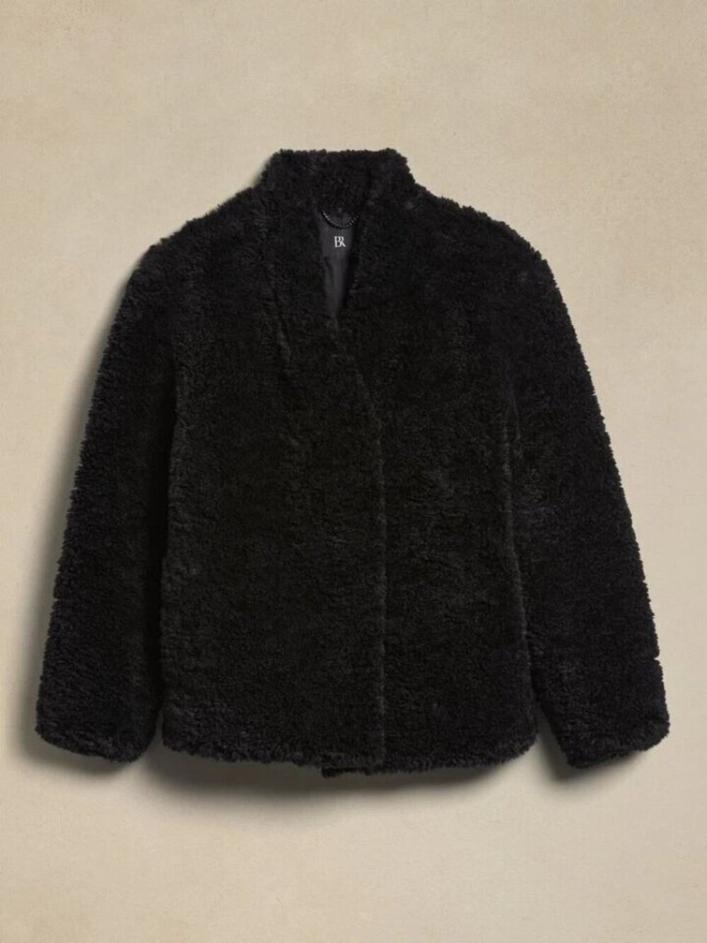 Banana Republic PS Petite Small Serres Curly Sherpa Coat Black NWT! Beautiful! - Picture 4 of 5
